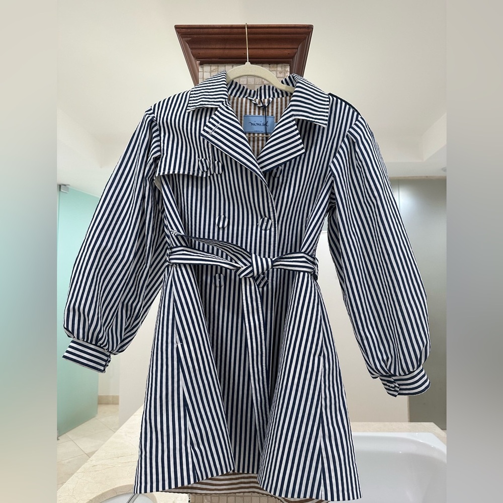Mimisol striped trench coat/dress
